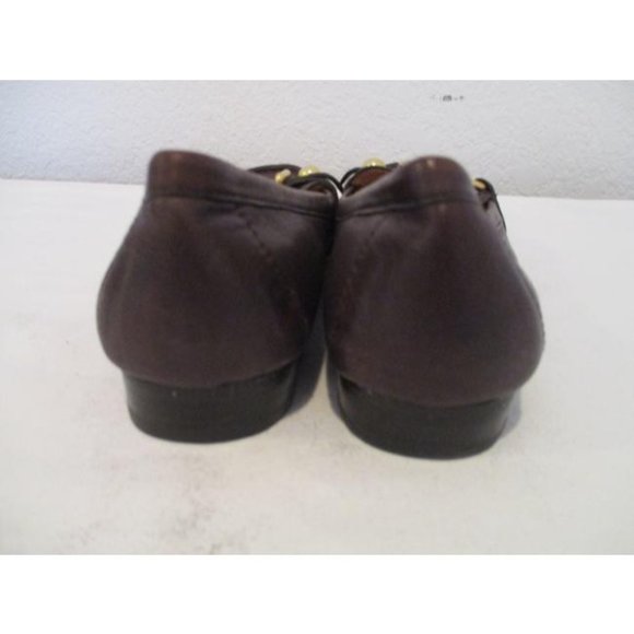 Coach Brown Chocolate Gold Button Logo Accent Loafer Flats - Picture 4 of 7